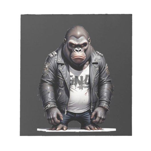 Gorilla Biker Rebel in Leather Jacket Cool Style Notitieblok (Voorkant)