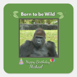 Gorilla Birthday Bash in Green Vierkante Sticker