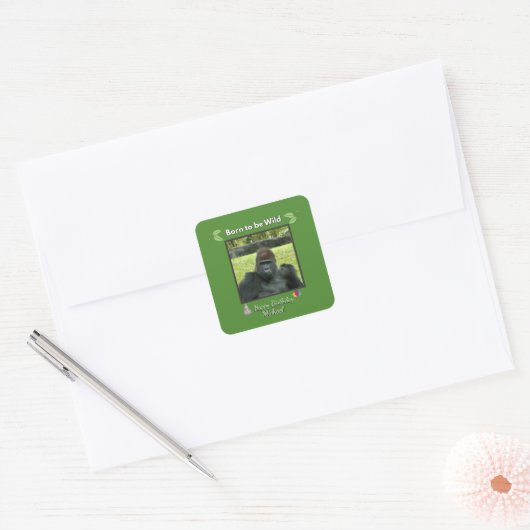 Gorilla Birthday Bash in Green Vierkante Sticker (Envelop)