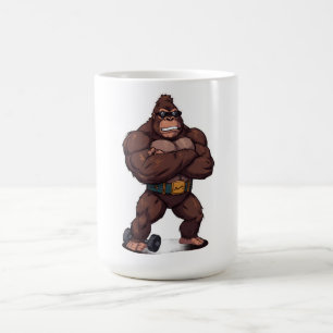 Gorilla Bodybuilder Gewichtheffer Pop Art Cartoon Koffiemok