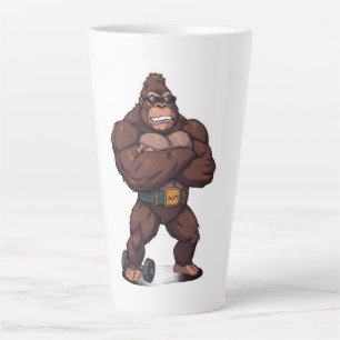 Gorilla Bodybuilder Gewichtheffer Pop Art Cartoon Latte Mok