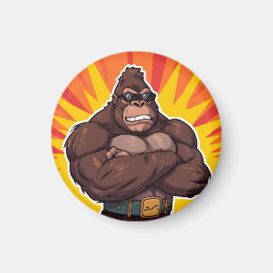 Gorilla Bodybuilder Gewichtheffer Pop Art Cartoon Magneet