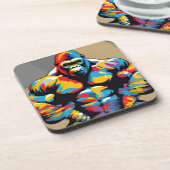 Gorilla Bodybuilder Gewichtslifter Pop Art Cartoon Bier Onderzetter (Linkerzijde)