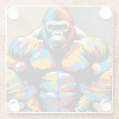 Gorilla Bodybuilder Gewichtslifter Pop Art Cartoon Glazen Onderzetter (Achterkant)