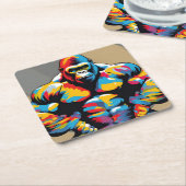 Gorilla Bodybuilder Gewichtslifter Pop Art Cartoon Kartonnen Onderzetters (Schuin)