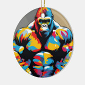 Gorilla Bodybuilder Gewichtslifter Pop Art Cartoon Keramisch Ornament (Links)