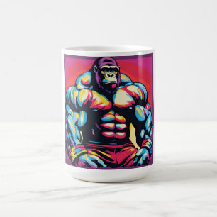 Gorilla Bodybuilder Gewichtslifter Pop Art Cartoon Koffiemok