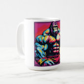 Gorilla Bodybuilder Gewichtslifter Pop Art Cartoon Koffiemok (Voorkant links)