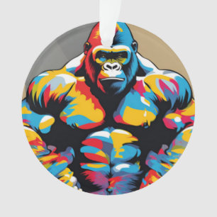 Gorilla Bodybuilder Gewichtslifter Pop Art Cartoon Ornament