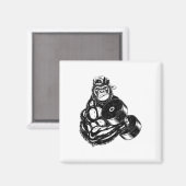 Gorilla Bodybuilder Gym Krachttraining T-shirt Wor Magneet (Voorkant / Achterkant)