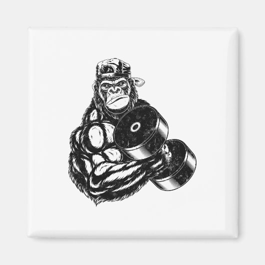 Gorilla Bodybuilder Gym Krachttraining T-shirt Wor Magneet (Voorkant)