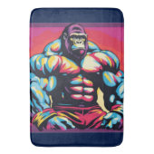 Gorilla Bodybuilder Lifter Pop Art Cartoon Badmat (Voorkant Verticaal)