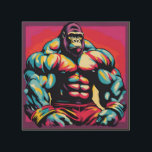 Gorilla Bodybuilder Lifter Pop Art Cartoon Hout Afdruk<br><div class="desc">Digital Computer Animal Art - College Pop Art - Wild Animal Computer Afbeeldingen</div>