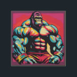 Gorilla Bodybuilder Lifter Pop Art Cartoon Hout Afdruk<br><div class="desc">Digital Computer Animal Art - College Pop Art - Wild Animal Computer Afbeeldingen</div>