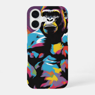 Gorilla Bodybuilder Lifter Pop Art Cartoon iPhone 16 Hoesje