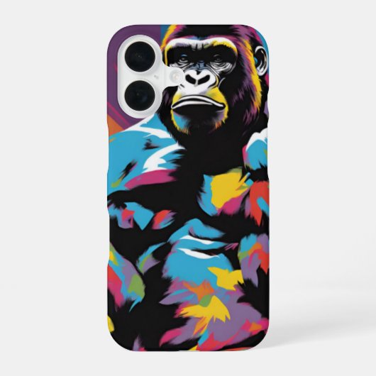 Gorilla Bodybuilder Lifter Pop Art Cartoon iPhone 16 Hoesje (Achterkant)