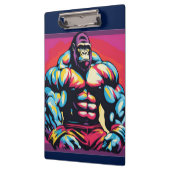 Gorilla Bodybuilder Lifter Pop Art Cartoon Klembord (Links)