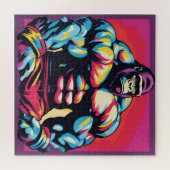 Gorilla Bodybuilder Lifter Pop Art Cartoon Legpuzzel (Horizontaal)