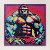 Gorilla Bodybuilder Lifter Pop Art Cartoon Legpuzzel (Verticaal)