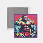 Gorilla Bodybuilder Lifter Pop Art Cartoon Magneet (Voorkant / Achterkant)