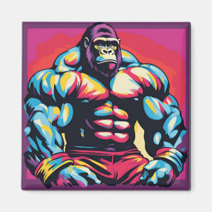 Gorilla Bodybuilder Lifter Pop Art Cartoon Magneet