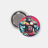 Gorilla Bodybuilder Lifter Pop Art Cartoon Magneet (Voorkant / Achterkant)
