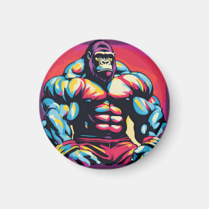 Gorilla Bodybuilder Lifter Pop Art Cartoon Magneet