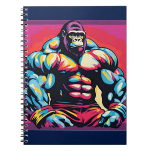 Gorilla Bodybuilder Lifter Pop Art Cartoon Notitieboek