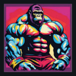 Gorilla Bodybuilder Lifter Pop Art Cartoon Poster<br><div class="desc">Digital Computer Animal Art - College Pop Art - Wild Animal Computer Afbeeldingen</div>