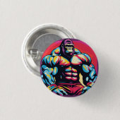 Gorilla Bodybuilder Lifter Pop Art Cartoon Ronde Button 3,2 Cm (Voorkant /achterkant)