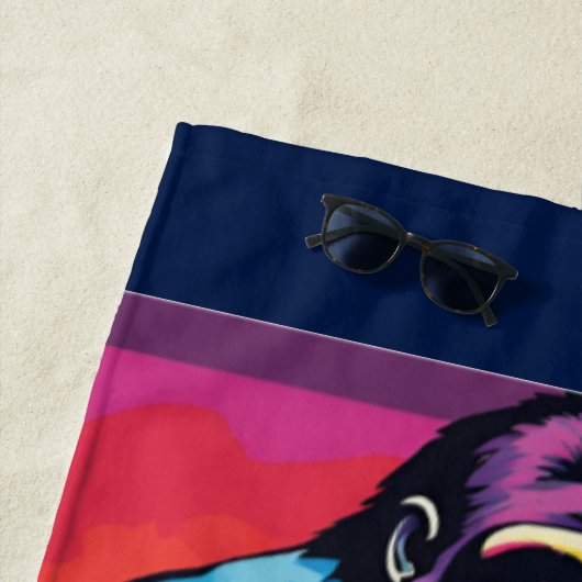 Gorilla Bodybuilder Lifter Pop Art Cartoon Strandlaken (In situ)