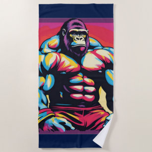 Gorilla Bodybuilder Lifter Pop Art Cartoon Strandlaken