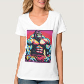 Gorilla Bodybuilder Lifter Pop Art Cartoon T-shirt (Voorkant)