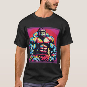 Gorilla Bodybuilder Lifter Pop Art Cartoon T-shirt