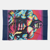 Gorilla Bodybuilder Lifter Pop Art Cartoon Theedoek (Horizontaal)