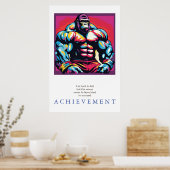 Gorilla Bodybuilder Motivatie Poster (Keuken)