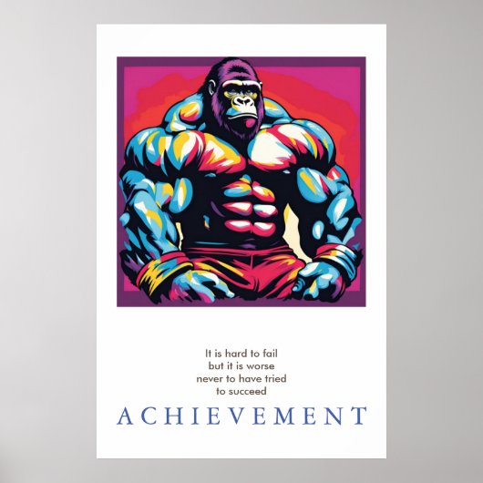 Gorilla Bodybuilder Motivatie Poster (Voorkant)