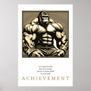 Gorilla Bodybuilder Motivatie Sepia Poster
