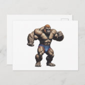 Gorilla Bodybuilder Pop Art Cartoon Drawing Briefkaart (Voorkant / Achterkant)