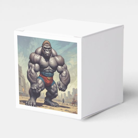 Gorilla Bodybuilder Pop Art Cartoon Tekenen Bedankdoosjes (Voorkant Zijde)