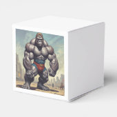 Gorilla Bodybuilder Pop Art Cartoon Tekenen Bedankdoosjes (Achterkant)