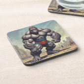 Gorilla Bodybuilder Pop Art Cartoon Tekenen Bier Onderzetter (Linkerzijde)