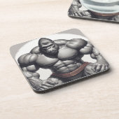 Gorilla Bodybuilder Pop Art Cartoon Tekenen Bier Onderzetter (Linkerzijde)