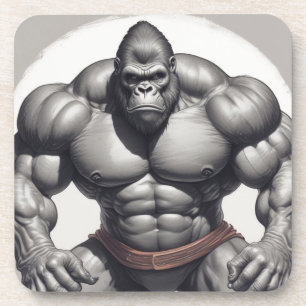 Gorilla Bodybuilder Pop Art Cartoon Tekenen Bier Onderzetter