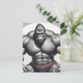 Gorilla Bodybuilder Pop Art Cartoon Tekenen Briefkaart (Staand voorkant)