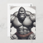 Gorilla Bodybuilder Pop Art Cartoon Tekenen Briefkaart (Voorkant / Achterkant)