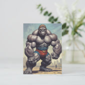 Gorilla Bodybuilder Pop Art Cartoon Tekenen Briefkaart (Staand voorkant)