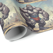 Gorilla Bodybuilder Pop Art Cartoon Tekenen Cadeaupapier (Rol Hoek)