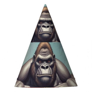Gorilla Bodybuilder Pop Art Cartoon Tekenen Feesthoedjes