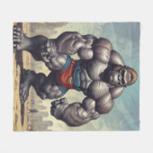 Gorilla Bodybuilder Pop Art Cartoon Tekenen Fleece Deken (Voorkant (Horizontaal))